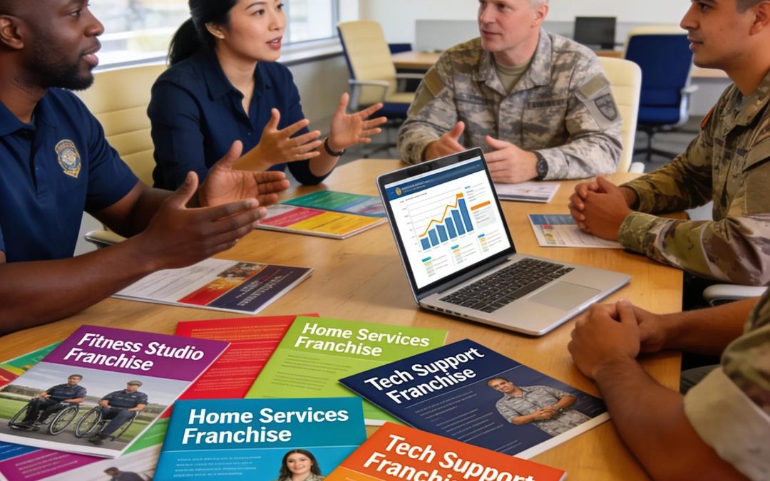 Group discussing franchise opportunities and financial planning for veterans and military transitioners.